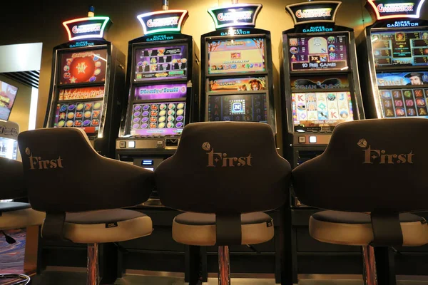 Nikolaev Ukraine October 2021 Slot Machines Casino First Hotel Green — Foto de Stock
