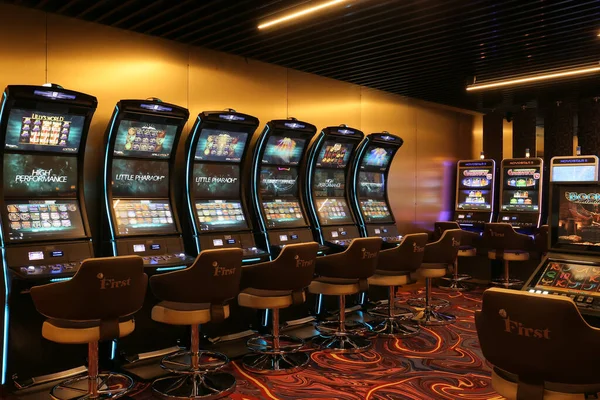 Nikolaev, Ukraine, - October 21, 2021: slot machines of the casino 