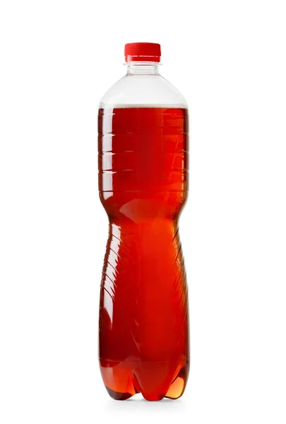 Ремесленный Сквозняк Темного Пива Прозрачной Пластиковой Бутылке Изолированные Белом Фоне — стоковое фото