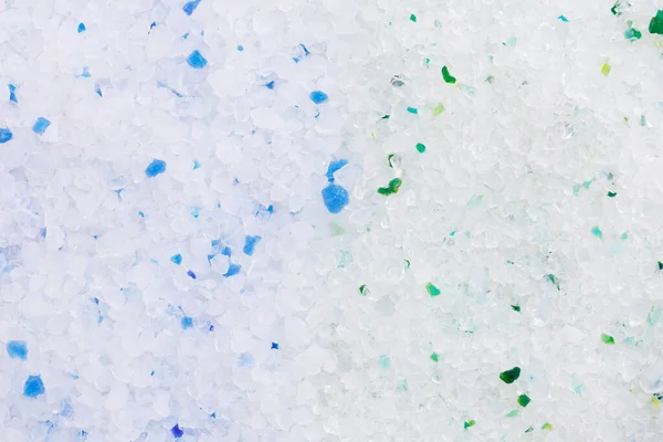 Silica Gel White Green Blue Crystals Cat Litter Close Abstract — Stock Photo, Image