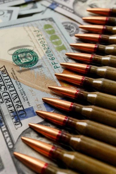 Lotta Contro Proiettili Dell Esercito Cartucce Trovano Sulle Banconote Dollari — Foto Stock