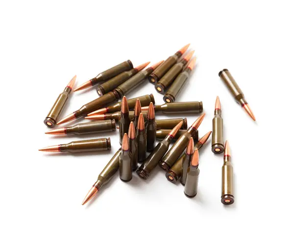 Bullets Military Shells Cartridges Ammunition Isolated White Background Concept Army — Stock Photo, Image