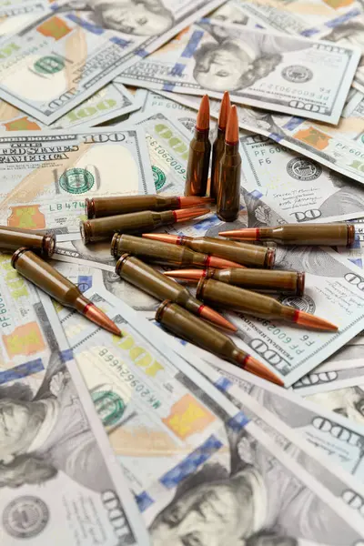 Lotta Contro Proiettili Dell Esercito Cartucce Trovano Sulle Banconote Dollari — Foto Stock