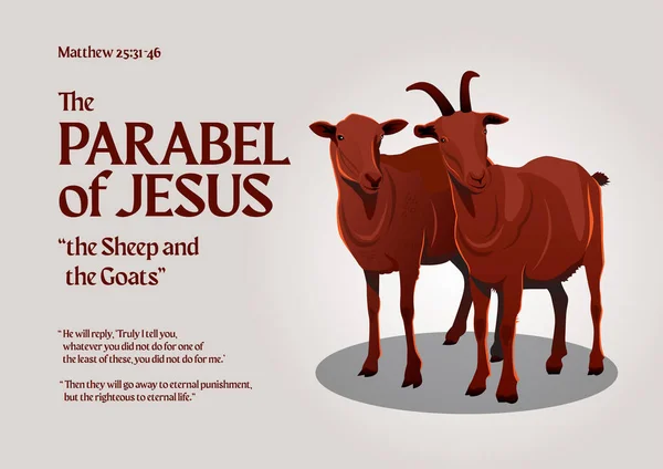 圣经故事 羊和山羊的寓言 — 图库矢量图片
