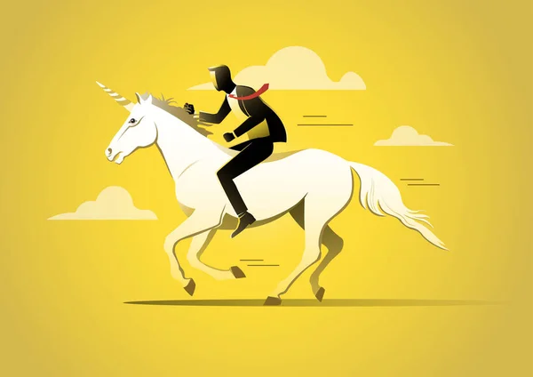 Επιχειρηματίας Ιππασία Ενός Unicorn Διανυσματική Απεικόνιση — Διανυσματικό Αρχείο
