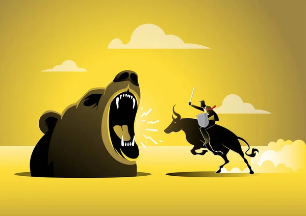 Taureau Contre Bearish Markets Stock Exchange Concept — Image vectorielle