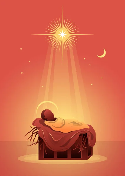 Illustration Vecteur Bébé Jésus Dans Crèche — Photo