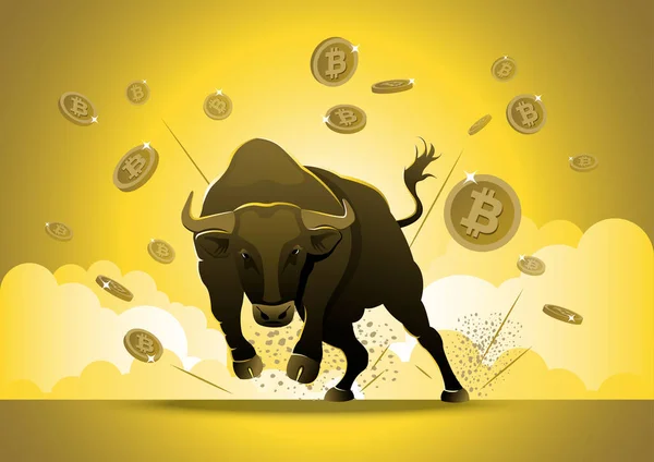 Bull Run Bitcoin Markets Exchange Concept — Stockový vektor