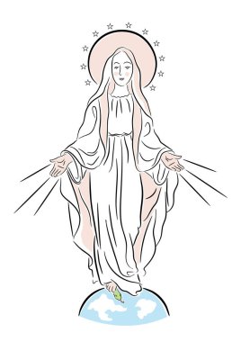 Bakire Meryem yılanı eziyor. 