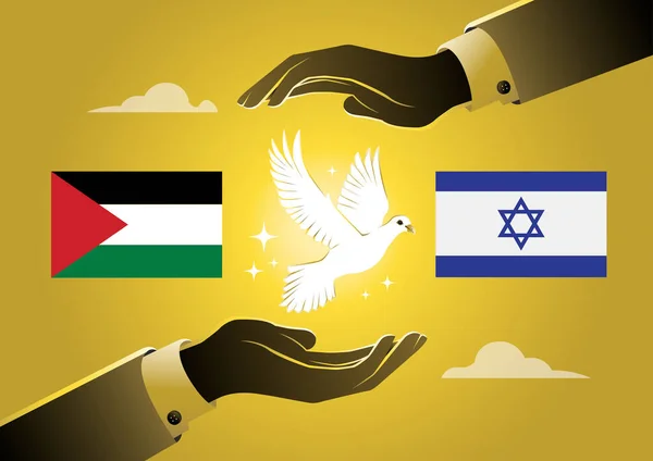 Srail Filistin Bayraklarıyla Bir Güvercini Tutuyor — Stok Vektör