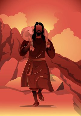 İsa çoban vekil illüstrasyonu olarak İsa Mesih