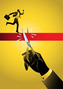 İş adamı kariyer yolunu kesmiş. İş rekabeti kavramı