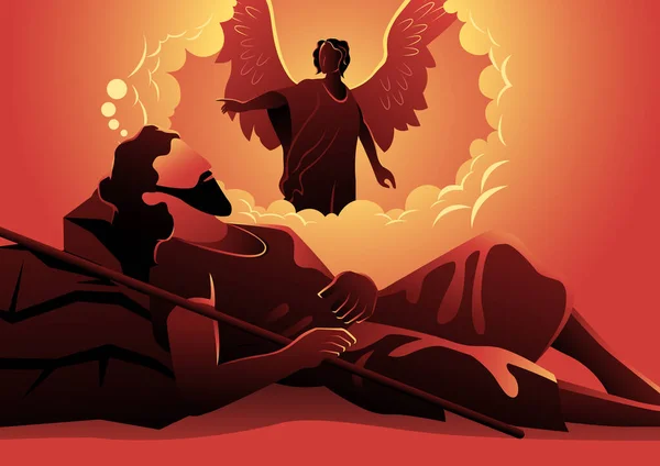 Ангел Попереджає Чоловіка Джозефа Марії Коли Він Спить — стоковий вектор
