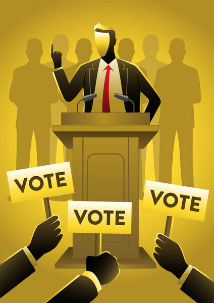 Presidential election on a podium giving speech