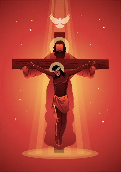 Ісус Христос Розп Яття Батько Тримає Хрест — стоковий вектор