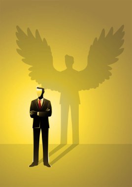 Casual confident man with arms crossed, like an angel. clipart