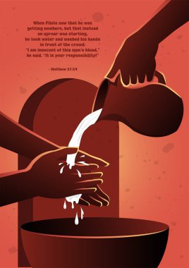 Pontius Pilate washing his hands. Vector illustration clipart