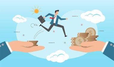 İşadamı yüksek maaşlı bir işe atlıyor. İş konsepti