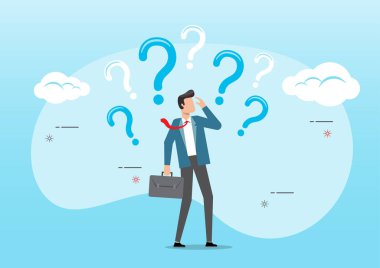 Kafası karışmış işadamı olarak bir çok soru işareti ile karar vermek.