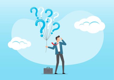 Soru işaretli iş adamı çözümler arıyor.