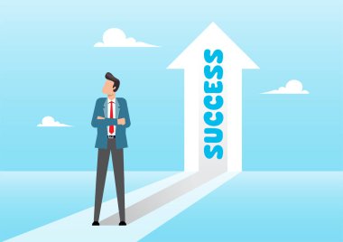 İş adamı başarıyı ve güveni düşünüyor.