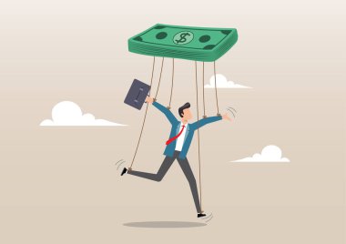 Para tarafından kontrol edilen köle iş adamı kuklası.