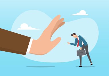 Hüzünlü iş adamı büyük el hareketinden reddediliyor.