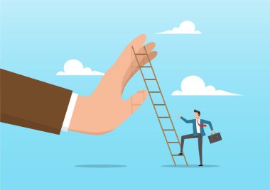 Hırslı işadamı, dev ellerin üstesinden gelip onu durdurmak için merdivenleri çıkmak üzere.