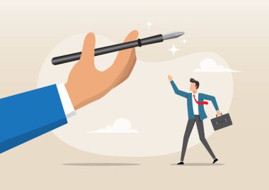 Başparmak yukarı işareti üzerinde çalışan ödülünü kutlayan başarılı iş adamı yöneticisi