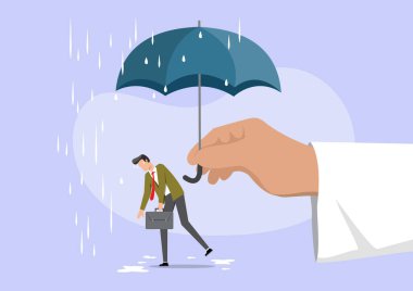 İsa 'nın sağdan uzanan resmi, onu sağdan korumak için mavi bir şemsiye tutuyor. Kriz anında yardım ve korumayı simgeliyor.