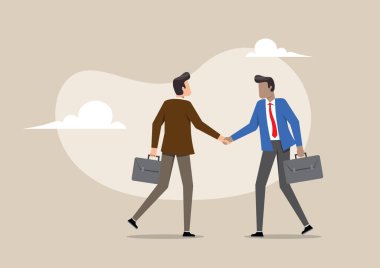 İki adam arasındaki iş tokalaşmasının bir göstergesi. Ortaklık, anlaşma, anlaşma, işbirliği ve güven,