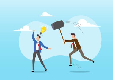 Kıskançlığın ve fikir hırsızlığının bir göstergesi. Kafasının üstünde bir ampulle temsil edilen parlak bir fikirle iş adamı, başka bir kıskanç işadamı elinde büyük bir çekiçle ona doğru koşarken, bu fikri yok etmeye ya da çalmaya çalışıyor.