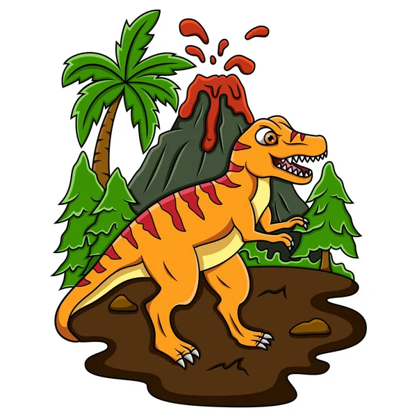 Rajzfilm Tyrannosaurus Dzsungelben — Stock Vector