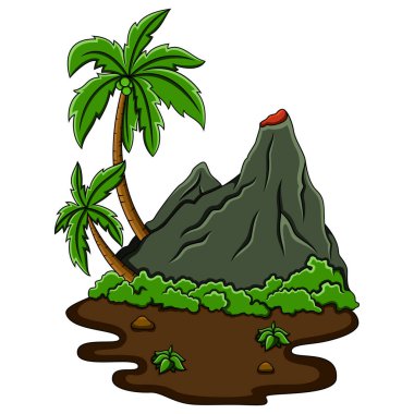  Beyaz arkaplanda izole edilmiş volkan dağı