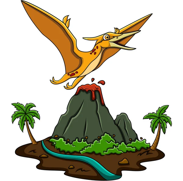 Rajzfilm Pteranodonflying Dzsungelben — Stock Vector