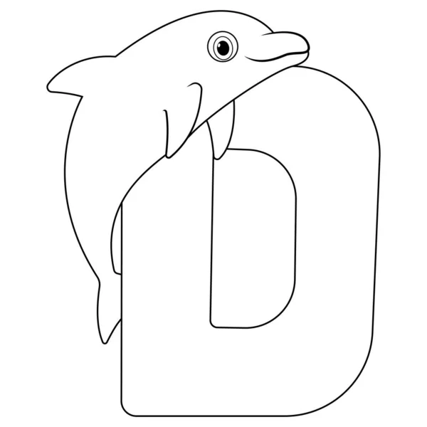 Illustration of D letter for Dolphin