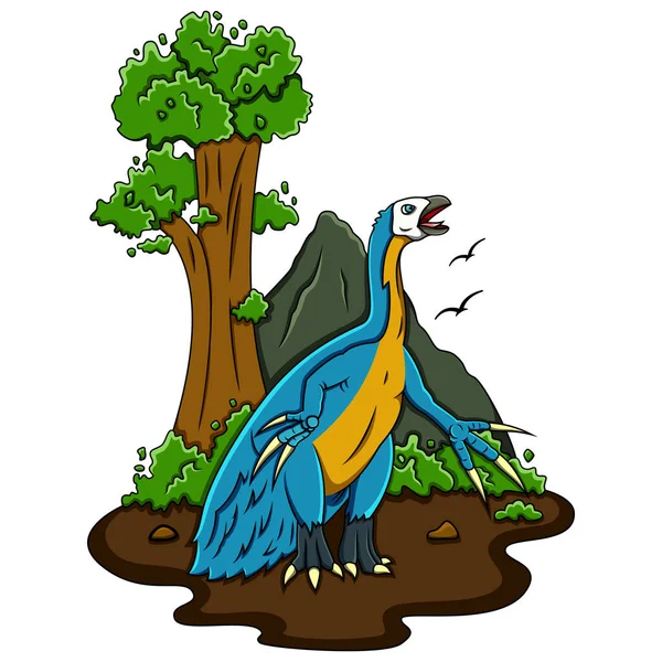Cartoon Therizinosaurus Jungle — Stockvector