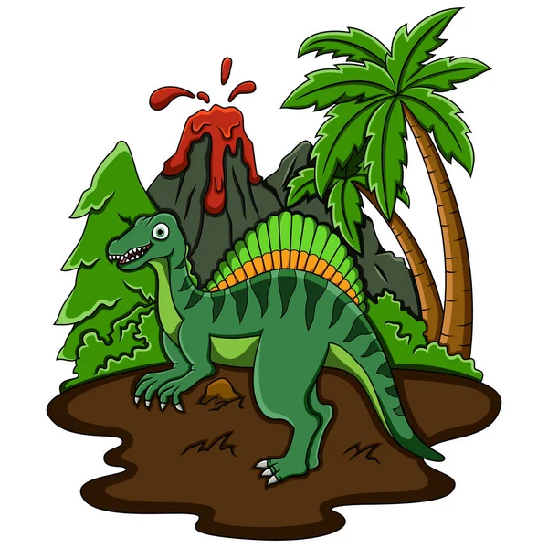 Rajzfilm Spinosaurus Dzsungelben — Stock Vector