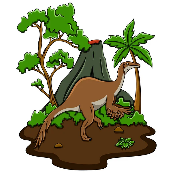 Γελοιογραφία Deinocheirus Στη Ζούγκλα — Φωτογραφία Αρχείου