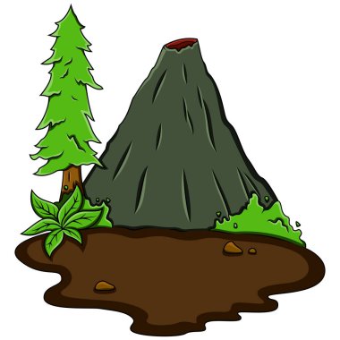 Beyaz arkaplanda izole edilmiş volkan dağı