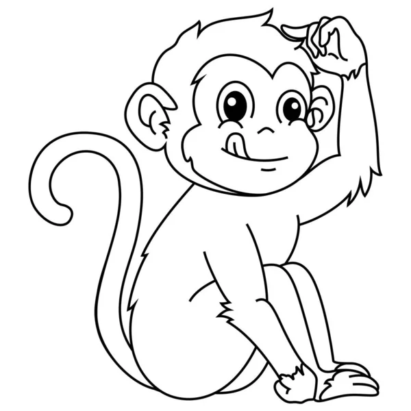 Ilustracja Sztuki Linii Kreskówek Monkey — Zdjęcie stockowe