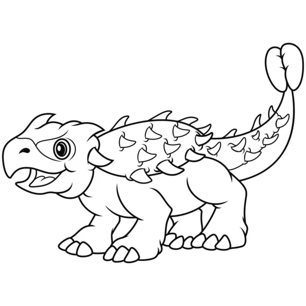 Illustration Cartoon Dinosaur Ankylosaurus Line Art — Stock Photo, Image