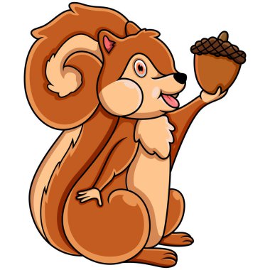 Cartoon squirrel holding a nut 