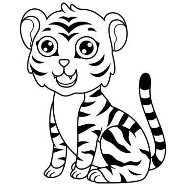 Çizgi film kaplanı beyaz arka planda izole edildi