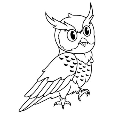 Çizgi film baykuşu beyaz arkaplanda izole edildi