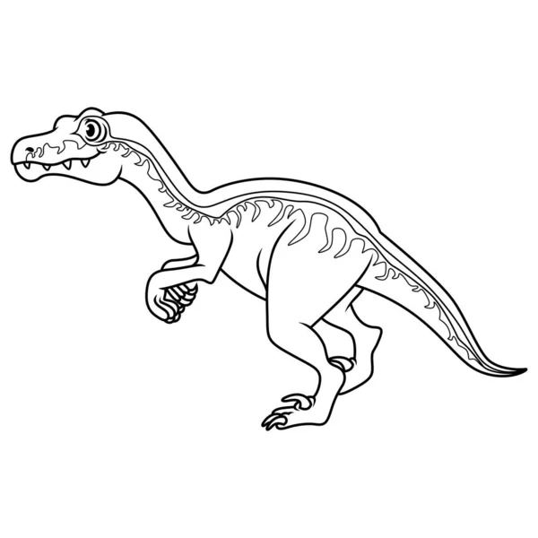 Cartoon dinosaur funny velociraptor on white background