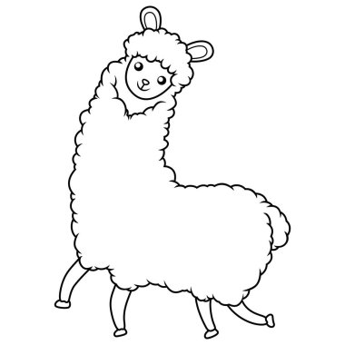 Cartoon funny llama on white background