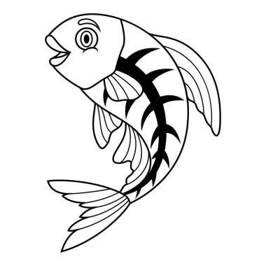 Cartoon X-Ray Fish on white background line art