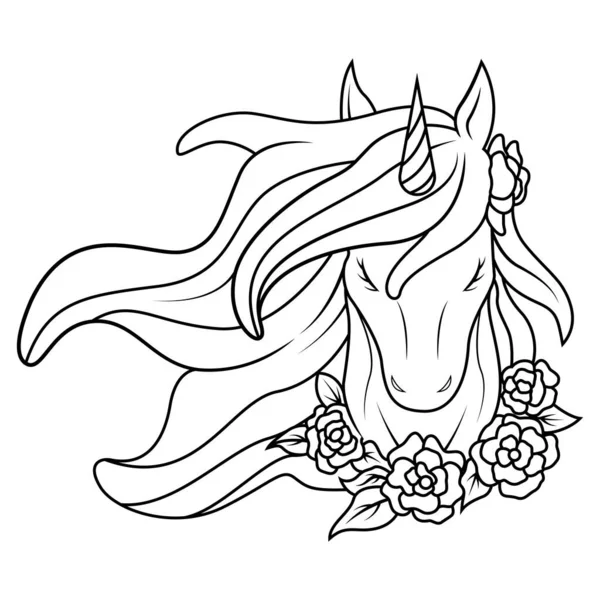 Cartoon head unicorn isolated on white background