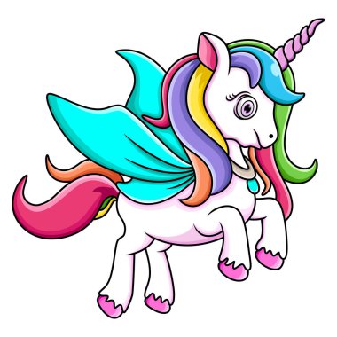 Beautiful unicorn cartoon on white background
